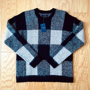 NWT Lucky Brand Tartan Wool Blend Crew Neck Pullover Sweater Size S